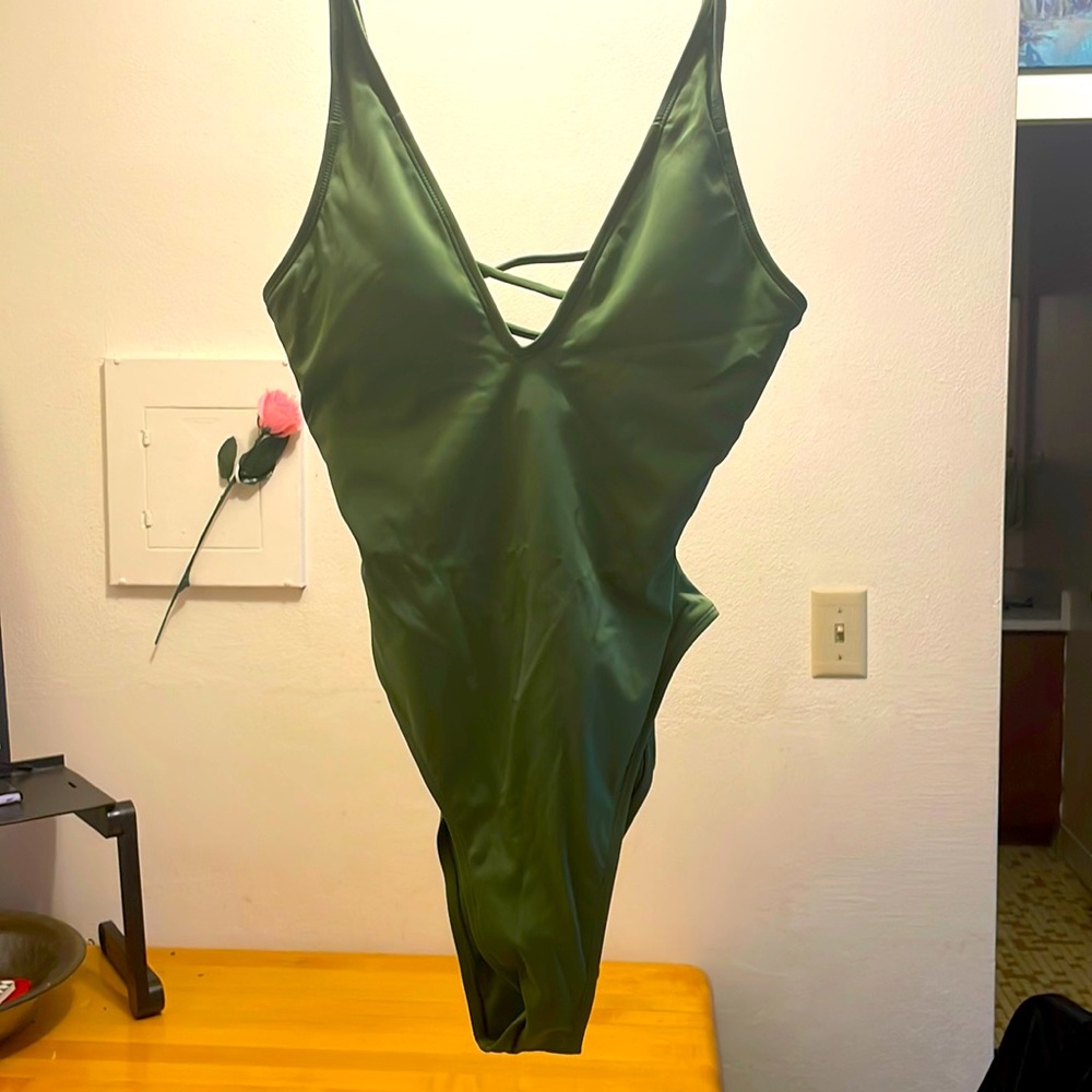 TA3 Brand New Army Green Contour Swimsuit Hi-Cut Size Small. OUT OF STOCK